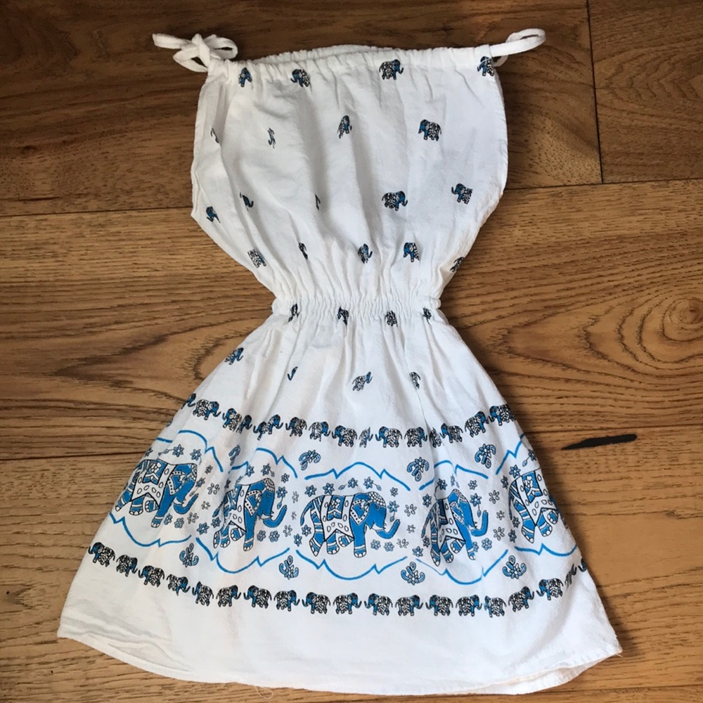🇹🇭 2T 3T Hand printed in Thailand Smocked Girls Dress 🐘 Elephant Print